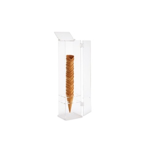 Suport Conuri Inghetata cu 1 Orificiu, Polymethyl Food Contact Transparent, 13 x 13 x H 50.5 cm
