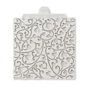 Szilikon formázó csipke textúra szívekkel, 10 x 10 cm - Img 2