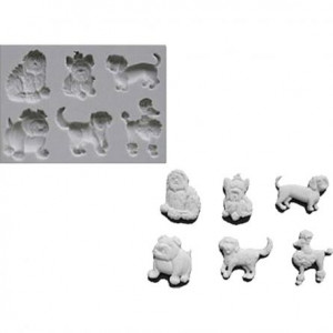 Szilikon formázó kiskutyák, 1,5 - 2,5 x 1,5 - 3 cm, 6 díszítéssel - Img 2