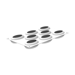 Szilikon ovális forma 8 x 5,2 x H 3 cm, 6 üreg x 80 ml + vágóeszköz - Img 2