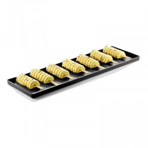 Tálca Egyenes élek, Fekete plexi, 39,55 x 11,9 x H 1,25 cm - 2 db-os készlet - Img 2