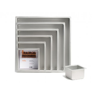 Tava Blat, Prajitura Patrata Margini Drepte, 25 x 25 x H 10 cm, Aluminiu Anodizat