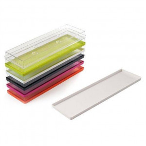 Tavita Margini drepte, Plexiglas Alb + Capac Transparent, 39 x 10.9 x H 3.2 cm - Img 1