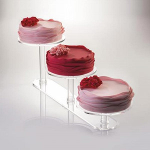 Torta / büféállvány, lineáris modell, 3 polc, átlátszó plexi, 88 x 26 x H 26 cm - Img 2