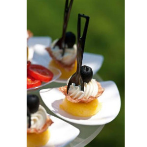 Triangle Dishes Ø 9 x H 1.5 cm, Black Plastic, Set 100 pcs - Img 3