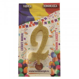 Свещ за торта XL H 12 cm, фигура 2, златна - Img 2