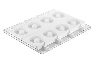 Силиконова кутийка за сладолед Donuts, 2 форми x 4 кухини Ø 8 x H 2,25 cm + тава + 50 пръчици - Img 3