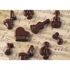 Силиконова форма Silikomart Praline Music Ø 3,6 x H 2,4 cm, 5 ml, 14 кухини (SCG43) - Img 2