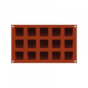Силиконова форма Square Decor Maur Maur 4 x 4 x H 1,6 cm, 15 кухини, 23 ml (SF379) - Img 1