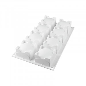 Силиконова форма Square Sphere 6 x 6 x H 3,9 cm, 8 кухини, 110 ml - Img 2