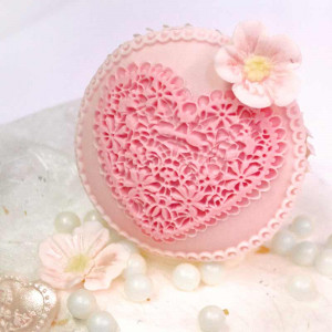 Силиконов калъп Сърцевидна дантела Ø 7 x 0,5 cm - Img 3