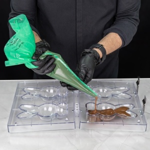 3D Chocolate Mould, Rigid Plastic with Clamps, Bunnies 7.7 x 7.55 x H 15.5 cm, 160 gr - Img 2