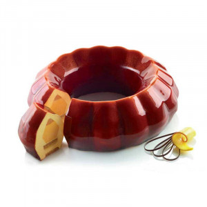 3D Silicon Cake 3D Diamond Crown Ø 24 x H 7.5 cm + Decor Ø 20.6 x H 4 cm + Decupator - Img 1