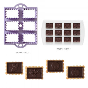 Biscuiti Halloween - Decupator Plastic 6 Cavitati 6 x 4.3 cm si Matrita Plastic Decor Ciocolata - Img 3