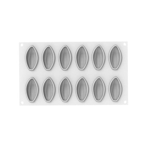 Cacao 3D 6.7 x 3.7 x H 2.6 cm - Silicone mould, 12 cavities x 30 ml + cutter - Img 2
