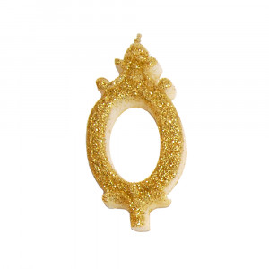Cake Candle H 8.5 cm, Figure 0, Golden - Img 1