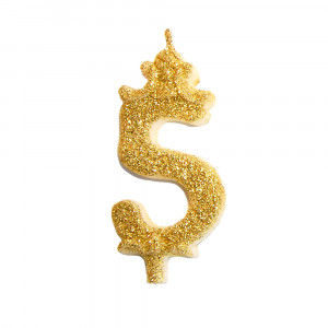 Cake Candle H 8.5 cm, Figure 5, Golden - Img 1