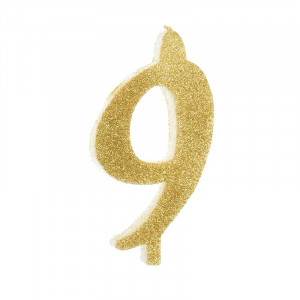Cake Candle XL H 12 cm, Figure 9, Gold - Img 1