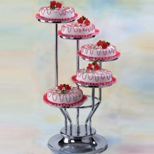 Cake stand 5 cake plates, silver - Img 2