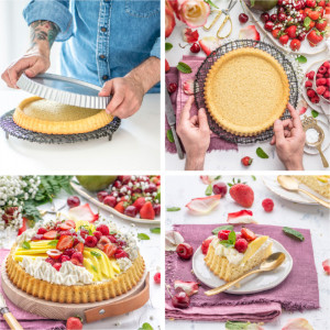 Cake Tray with Scalloped Edges and High Base, Ø 24 x H 3 cm, Non-stick Steel - Img 4