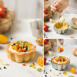 Cake Tray with Scalloped Edges and Removable Base, Ø 8 x H 3 cm, Non-stick Aluminium - Img 3