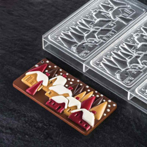 Chocolate bars 15.4 x 7.7 x H 1 cm - Polycarbonate mould Christmas tree, 3 cavities - Img 3