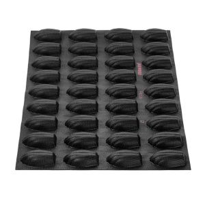 Fiberform silicone mould, 60 x 40 cm, 36 cavities. Madeleines: 7.8 x 4.7 x H 1.9 cm, 40 ml