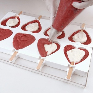 Forma Silicon Inghetata Heart IC, 2 forme silicon x 4 cav. 9.1 x 8.5 x H 2.3 cm, 96 ml - Img 3