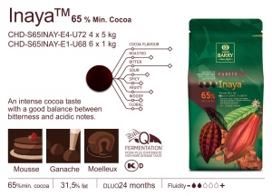 Inaya Dark Chocolate Drops 65% Barry Callebaut, 1 kg - Img 2