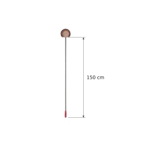 Kerek pizza-kemence kefe, Ø 19 cm, rézszálakkal, 150 cm-es rozsdamentes acél fogantyúval, piros