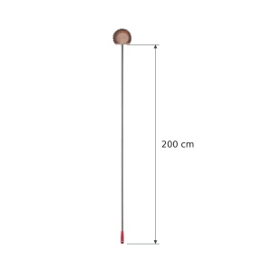 Kerek pizza-kemence kefe, Ø 19 cm, rézszálakkal, 200 cm-es rozsdamentes acél fogantyúval, piros