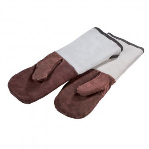 Leather Oven Gloves, 1 Finger, Temp. Max. 250°C, L 45 x 15 cm - Img 2