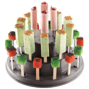 LolliPops/CakePops tartó, 27 termék, fekete műanyag, 3 polc, 22,5 x H 11 cm, 22,5 x H 11 cm - Img 3