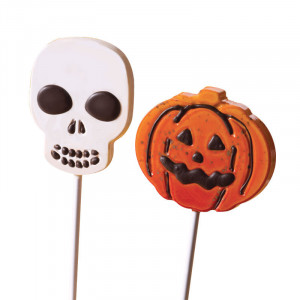 LolliPops Model Halloween, Plastic Mould 4 Cavities Ø 7 x H 0.9 cm, Set of 2 Pieces - Img 1