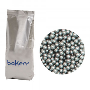 Metallic Silver Metallic Sugar Pearls Ø 4mm, 1kg - Img 1