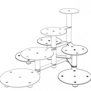 Moduláris torta / büfé állvány, 5 tányér, 100 x 53 x H 40 cm - Img 2