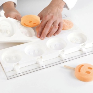 Mr Funny Silicone Ice Cream mould, 2 silicone moulds x 4 cav. Ø 8.3 x H 2.25 cm, 100 ml, 50 sticks - Img 4