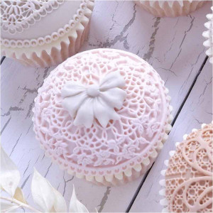 Mulaj Silicon Decor Rotund / Top Cupcake cu Dantela Vintage Ø 7 cm - Img 2