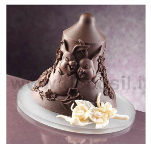 Mulaj Silicon Forma Clopot 3D Decorat cu Iepurasi, Ø 14.5 x H 17 cm - Img 2