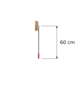 Oven Fireplace Brush, 18 cm with Brass Bristles, 60 cm Red Stainless Steel Handle