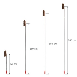 Oven Fireplace Brush, 22.5 cm with Natural Bristles, 150 cm Red Stainless Steel Handle - Img 3