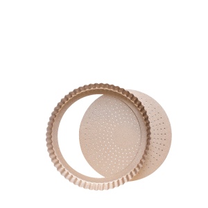 Perforált, hullámos szélű tartaforma, levehető alappal, Ø 20 x H 4 cm, tapadásmentes fémből