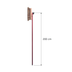 Perie Vatra Cuptor, 22.5 cm cu Fire Naturale si Razuitor, Maner Aluminiu 200 cm Rosu