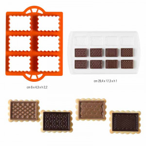 Plastic Biscuit Cutter 6 x 4.3 x H 2.2 cm, 6 Notches + Plastic Chocolate Mould - Img 2