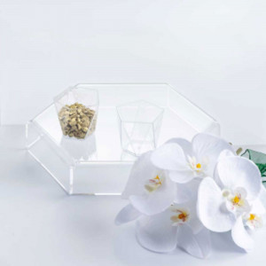 Plexiglas sideboard holder Plexiglas Transparent Hexagon Mosaic Ø 24 x H 4.6 cm - Img 2