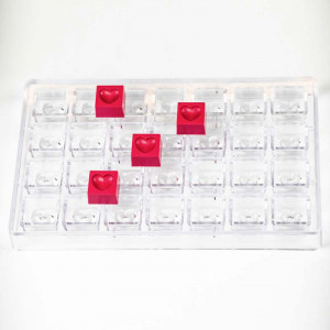 Polikarbonát forma Mély szív 28 csokoládé praliné, 2,7 x 2,7 x H 1,6 cm, 11 gr - Img 2