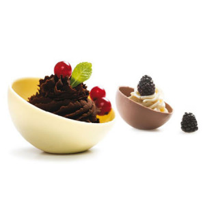 Polycarbonate Chocolate Mould, Semi Spheres with R7.5cm Base, 2 Cavities, 20x12xH2cm - Img 3