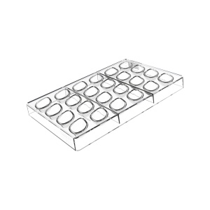 Polycarbonate Matrita 24 Praline Quenelle, 4.2 x 2.6 x H 1.7 cm, 17.5 x 27.5 cm (CH038), 8 ml - Img 2