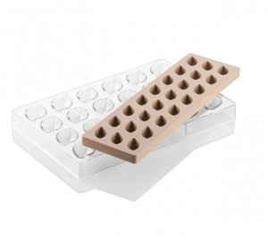 Praline Chocolate Praline Quenelle, 4.2 x 2.7 x H 1.7cm - Polycarbonate + silicone mould kit, 24 cavities (CH038) - Img 2