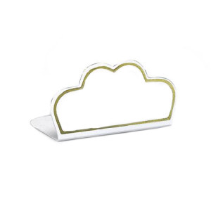 Price Tags White Plastic Material, Gold Outline, 7.5 x 4 cm, Set 15 pcs - Img 1